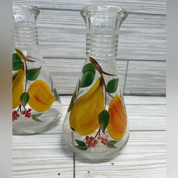 Hazel Atlas Oil & Vinegar Cruet & Sat & Pepper Shaker Set 1960’s - Picture 2 of 13